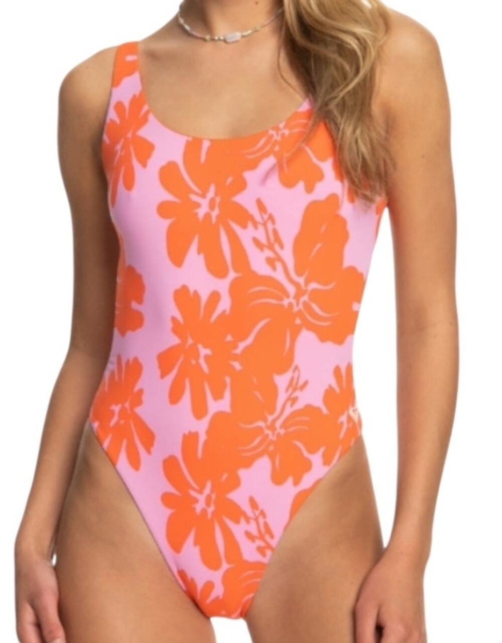 Roxy Kate Bosworth swimsuit One Piece floral pink orange size XXL